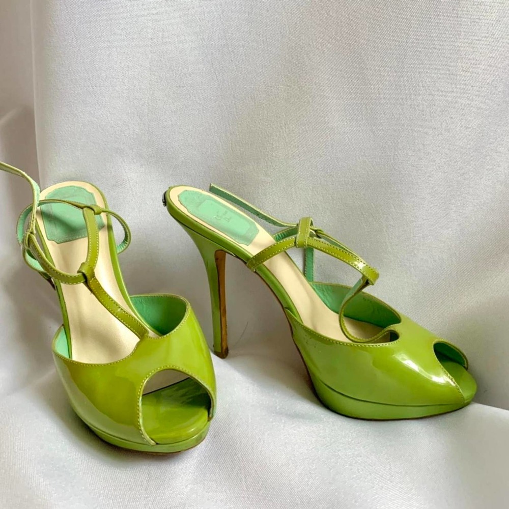 Authentic Christian Dior C D Green Stiletto Heels Size 36 1/2